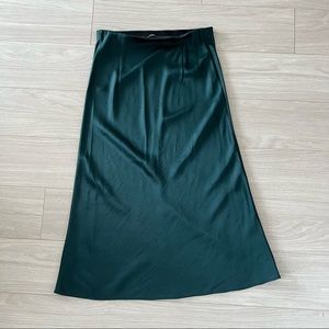 Madewell Green Silk Midi Skirt